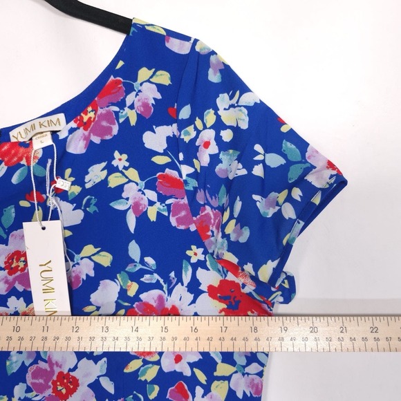 NWT YUMI KIM Anthropologie‎ Mini Dress LARGE Blue Elena Love Potion Shift Floral - Picture 5 of 10